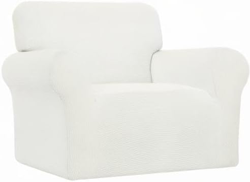 Easy-Going Stretch Oversized Chair Sofa Slipcover 1-Piece Couch Sofa Cover Furniture Protector Soft with Elastic Bottom for Kids Spandex Jacquard Fabric Small Checks Cream
