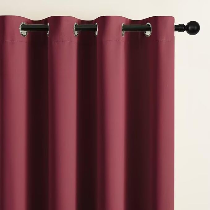 Joydeco Blackout Curtains for Bedroom 84 inch Long 2 Panels, Thermal Insulated Room Darkening Curtains with Grommets, Soft Window Drapes for Living Room (W52 x L84 Inch, Burgundy Red)