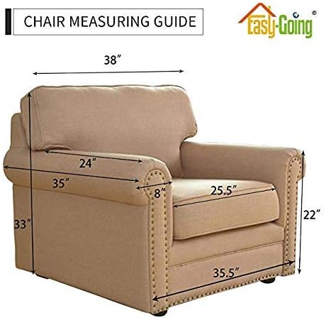 Easy-Going Chair Sofa Slipcover Reversible Sofa Cover Water Resistant Couch Cover Furniture Protector Cover with Elastic Straps for Pets Kids Children Dog Cat (Chair, Taupe/Ivory)