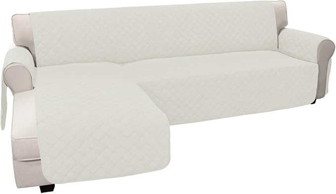 Easy-Going Sofa Slipcover L Shape Sofa Cover Sectional Couch Cover Chaise Lounge Slip Cover Reversible Sofa Cover Furniture Protector Cover for Pets Kids Children Dog Cat (X-Large,Ivory/Ivory)