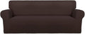 PureFit Super Stretch Sofa Slipcover – Spandex Non Slip Soft Couch Sofa Cover, Washable Furniture Protector with Non Skid Foam and Elastic Bottom for Kids, Pets （Oversized Sofa, Chocolate）