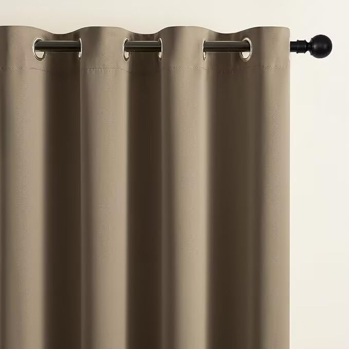 Joydeco Blackout Curtains for Bedroom 84 inch Long 2 Panels, Thermal Insulated Room Darkening Curtains with Grommets, Soft Window Drapes for Living Room (W52 x L84 Inch, Khaki)