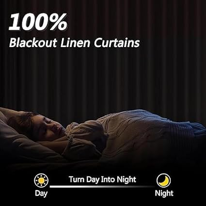 Guken Red 100% Blackout Linen Curtains 84 Inch Length 2 Panels Set for Living Room Bedroom Back Tab/Rod Pocket Thermal Insulated Black Out Drapes Room Darkening Window Curtains 84 Inches Long