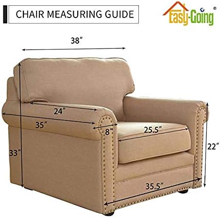 Easy-Going Chair Sofa Slipcover Reversible Sofa Cover Water Resistant Couch Cover Furniture Protector Cover with Elastic Straps for Pets Kids Children Dog Cat (Chair, Ivory/Ivory)