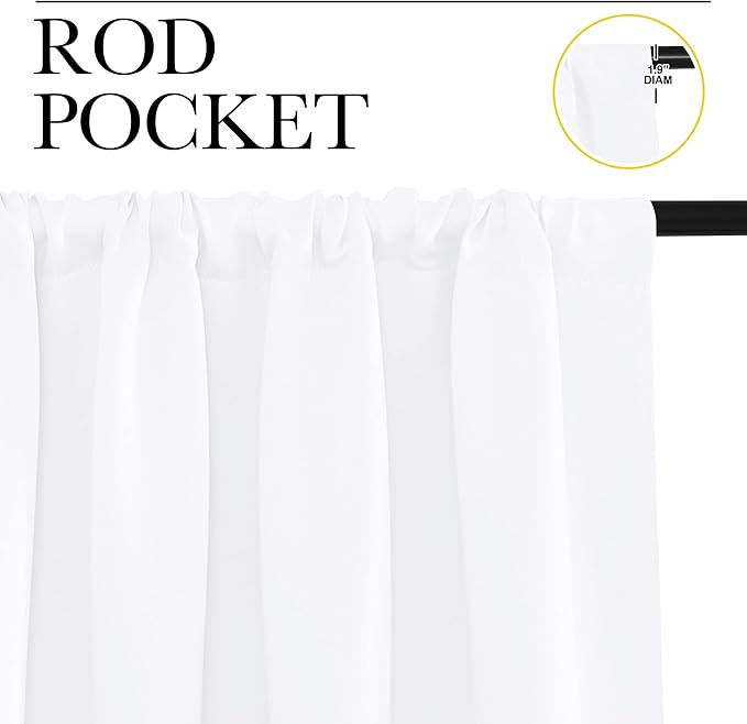 NICETOWN RV Curtains for Camper Windows, White Curtains for Kitchen Window, Home Decoration Light Filtering Curtains & Drapes for Small Window (29" Wide by 40inches Long, 1 Pair)