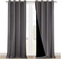 NICETOWN Total Shade Curtains and Draperies, Heavy-Duty Full Light Shading Drapes with Black Liner Backing for Villa/Hall/Dorm Window（Gray, Package of 2, 52 inches Wide x 95 inches Long