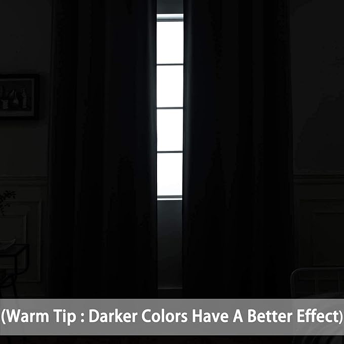 Yakamok Blackout Curtains Room Darkening Thermal Insulated Window Panels,Solid Grommet Top Drapes for Bedroom/Living Room(62Wx63L, Stone Blue, 2 Panels)