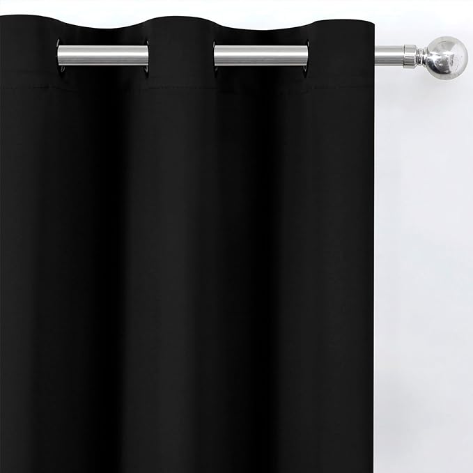 LEMOMO Blackout Curtains 52 x 120 Inch Long Black Curtains Set of 2 Panels Room Darkening Curtains for Bedroom and Living Room