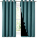 NICETOWN 100% Blackout Curtain Panels, Thermal Insulated Black Liner Curtains for Nursery Room, Noise Reducing and Cold Blocking Drapes for Windows (Set of 2, Sea Teal, 52-inch Wide by 63-inch Long)