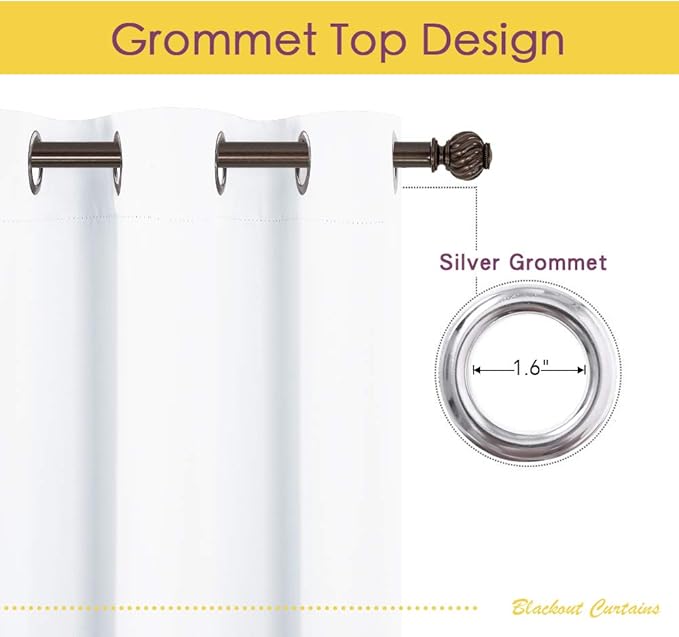 NICETOWN Draperies Curtains Panels, Blocking Out 50% Sunlight Window Treatment Curtains, Grommet Top Small Window Drapes for Bedroom (2 Panels, 70 by 54, White)