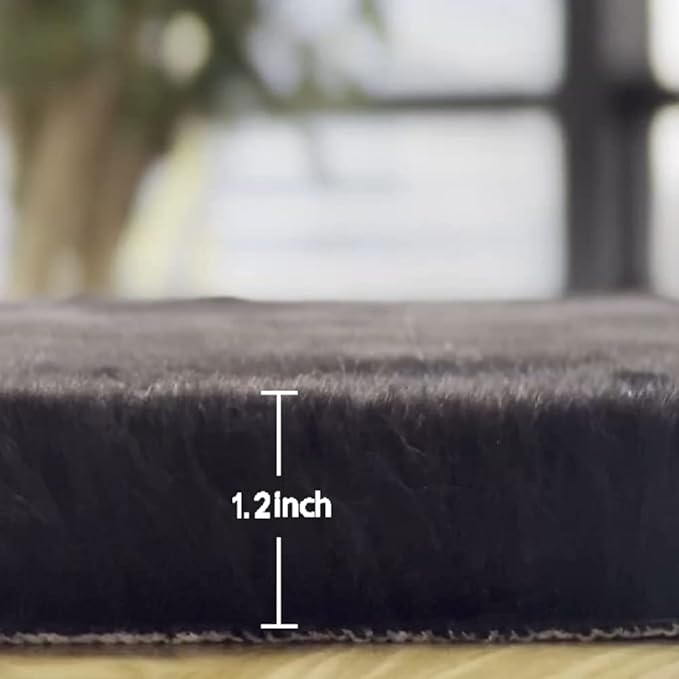 ORINOVA Faux Bunny Fur Rug Plush Area Rugs Machine Washable Black 4x6 Shag Area Rug for Bedroom Faux Sheepskin Rug for Living Room