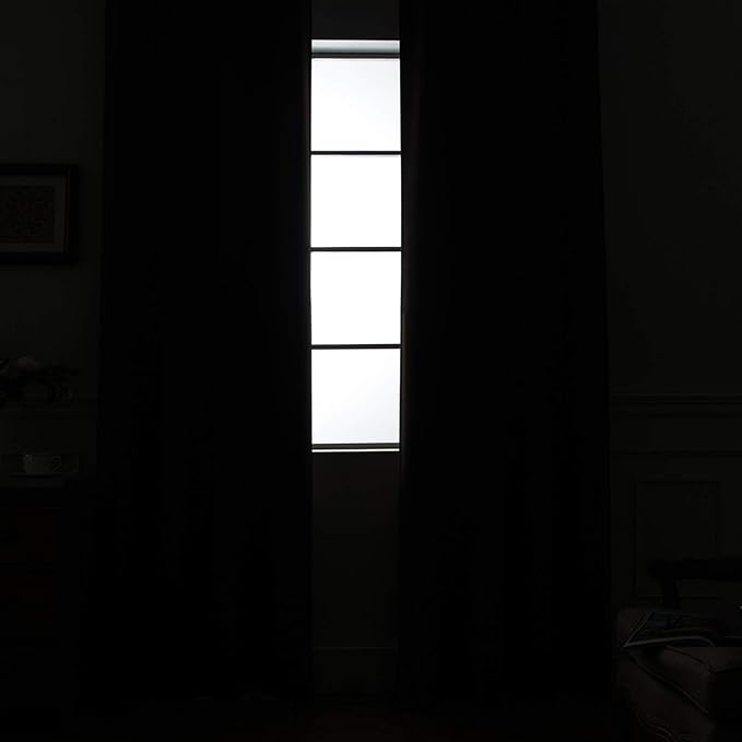 Yakamok Beige 100% Blackout Curtains for Bedroom with Black Liner, 2 Thick Layers Full Room Darkening Thermal Insulated Noise Reducing Grommet Blackout Curtains (52Wx54L, 2 Panels)