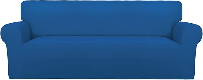 PureFit Super Stretch Sofa Slipcover – Spandex Non Slip Soft Couch Sofa Cover, Washable Furniture Protector with Non Skid Foam and Elastic Bottom for Kids, Pets （Sofa, Classic Blue）