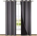 NICETOWN Grey Full Shade Curtain Panels, Pair of Thermal Insulated & Energy Efficiency Blackout Curtains for Living Room Windows, Lined Silky Window Dressing (42-inch Wide x 84-inch Long, Gray)