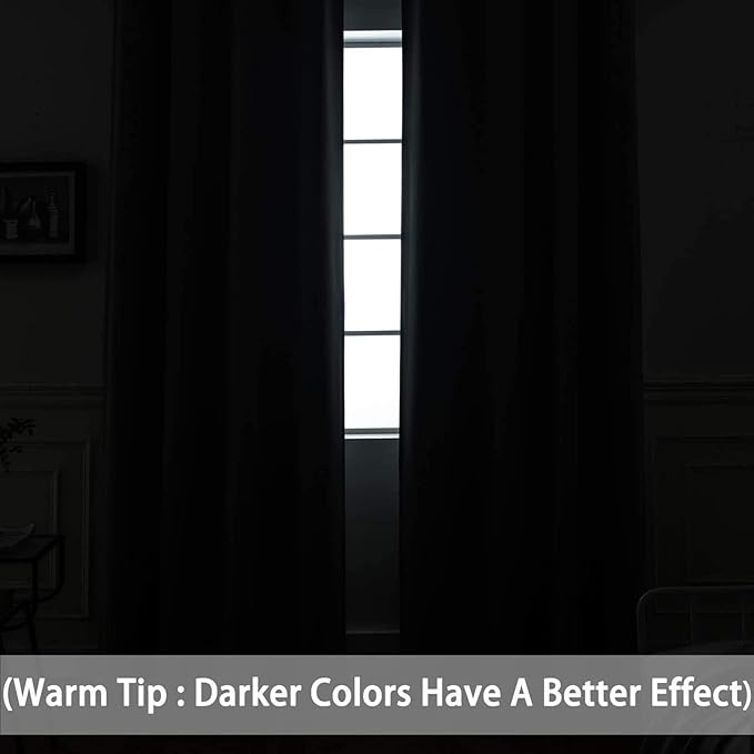 Yakamok Blackout Room Darkening Curtain Panel - Window Treatment Panel for Home Theater, Noise Reducing Drape/Drapery, 52 inches Wide by 84 inches Long, 1 Piece, Black