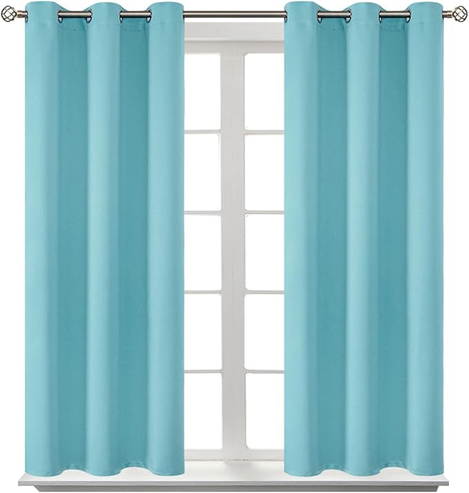 BGment Blackout Curtains - Grommet Thermal Insulated Room Darkening Bedroom and Living Room Curtains, Set of 2 Panels (38 x 63 Inch, Baby Blue)