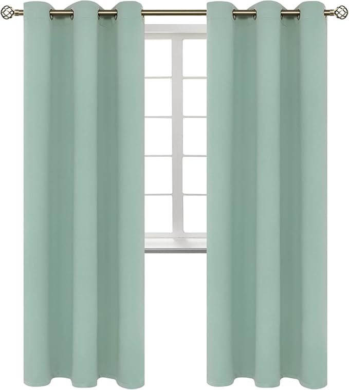 BGment Blackout Curtains - Grommet Thermal Insulated Room Darkening Bedroom and Living Room Curtains, Set of 2 Panels (38 x 84 Inch, Frosty Green)