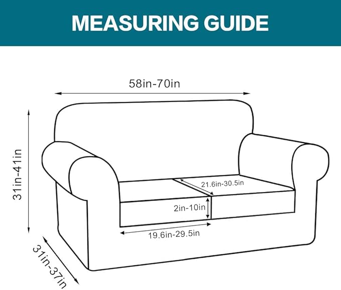 Turquoize 3 Piece Sofa Covers for 2 Cushion Couch Sofa Slipcover Soft Couch Cover for Dogs-Washable Sofa Furniture Covers with 2 Individual Cushion Covers, Thick Jacquard Fabric (Loveseat, Brown)