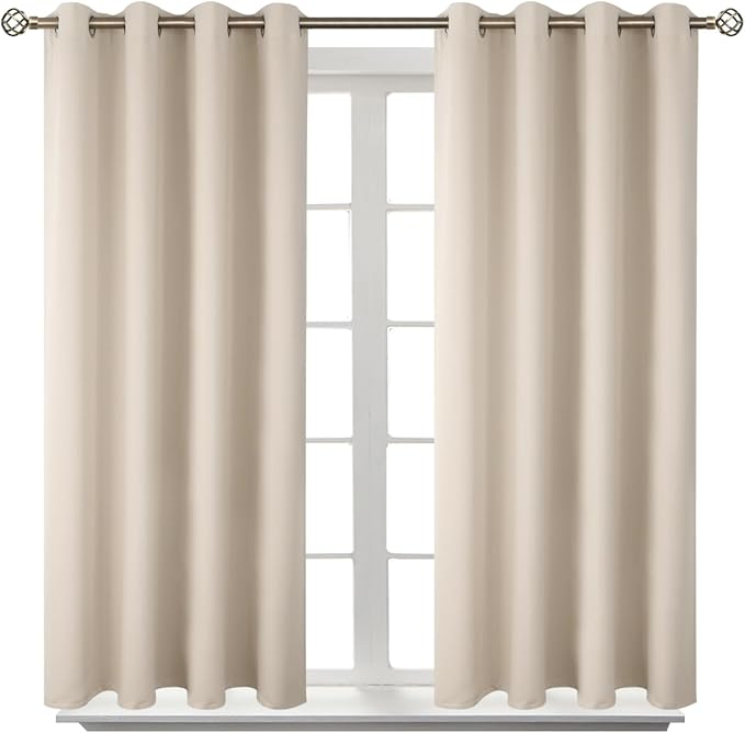 BGment Blackout Curtains - Grommet Thermal Insulated Room Darkening Bedroom and Living Room Curtains, Set of 2 Panels (52 x 54 Inch, Champagne)