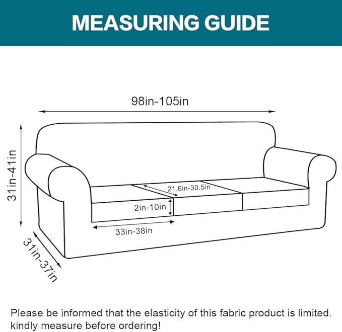 Turquoize 4 Piece Sofa Covers for 3 Cushion Couch Sofa Slipcover Soft Couch Cover for Dogs-Washable Sofa Furniture Covers with 3 Individual Large Cushion Covers Jacquard Fabric(XL Sofa,Deep Teal)