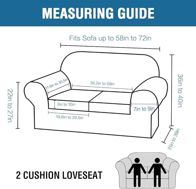H.VERSAILTEX Real Velvet Plush 3 Piece Stretch Sofa Covers Couch Covers for 2 Cushion Couch Loveseat Covers Width Up to 72 Inch Feature Thick Soft Stay in Place (Medium Sofa, Vintage Green)