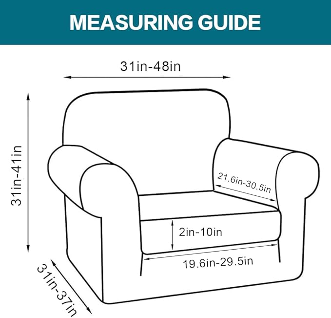 Turquoize 2 Piece Chair Covers Armchair Slipcovers for Living Room Armchair Sofa Cover with Individual Cushion Covers Feature Jacquard Fabric (Chair, Burnt Brick)
