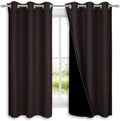 NICETOWN 100% Blackout Short Curtains with Black Liners, 2 Panels, 37" W by 50" L, Toffee Brown, Solid Thermal Insulated Full Blackout 2-Layer Lined Drapes, Energy Efficiency Window Drapes for Bedroom