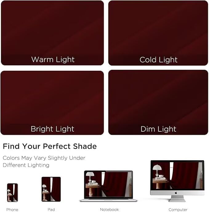 Joydeco Blackout Curtains for Bedroom 96 inch Long 2 Panels, Thermal Insulated Room Darkening Curtains with Grommets, Soft Window Drapes for Living Room (W52 x L96 Inch, Burgundy Red)