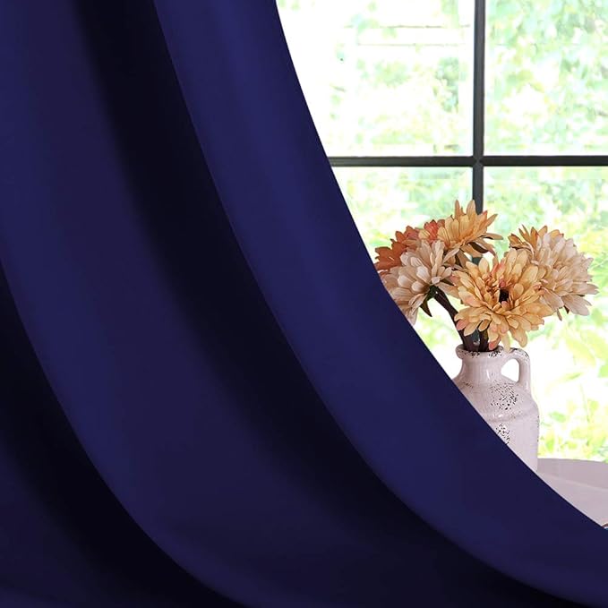 NICETOWN Living Room Blackout Curtain Panels, Window Treatment Energy Saving Thermal Insulated Solid Grommet Blackout Drapes/Draperies (1 Pair, 42 by 54-Inch, Royal Blue)