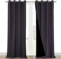 NICETOWN 100% Blackout Curtains for Windows, Pack of 2, Greyish Purple, 52" W x 120" L, Super Heavy-Duty Black Lined Total Darkness Drapes for Bedroom, Privacy Assured Window Treatment for Patio