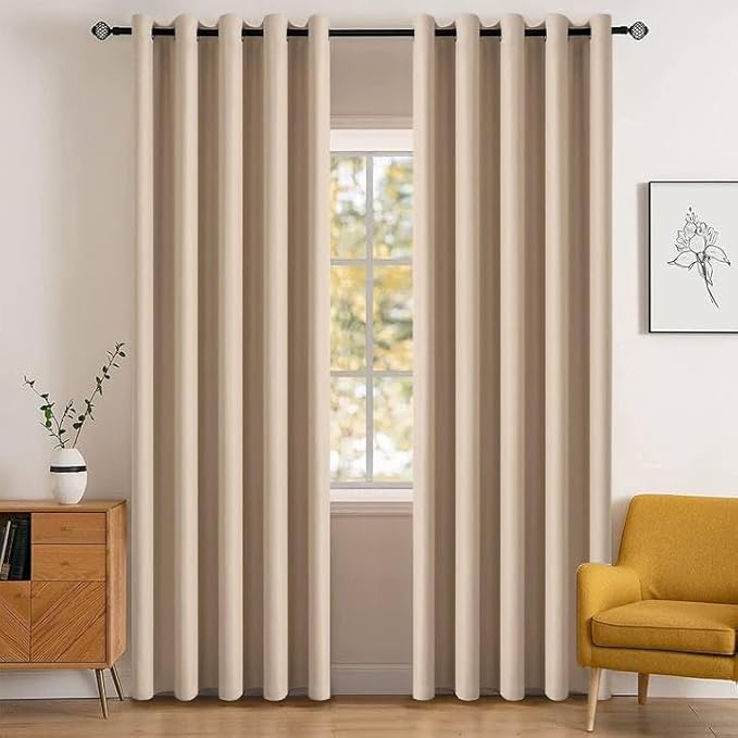 MIULEE Room Darkening Curtains Thermal Insulated Drapes Solid Window Treatment Set Grommet Top Light Blocking Blackout Curtain for Living Room/Bedroom 2 Panels 72 x 84 inch Beige