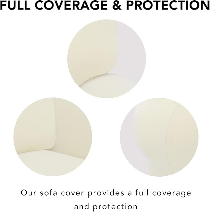 PureFit Super Stretch Sofa Slipcover – Spandex Non Slip Soft Couch Sofa Cover, Washable Furniture Protector with Non Skid Foam and Elastic Bottom for Kids, Pets （XX Large, Ivory）