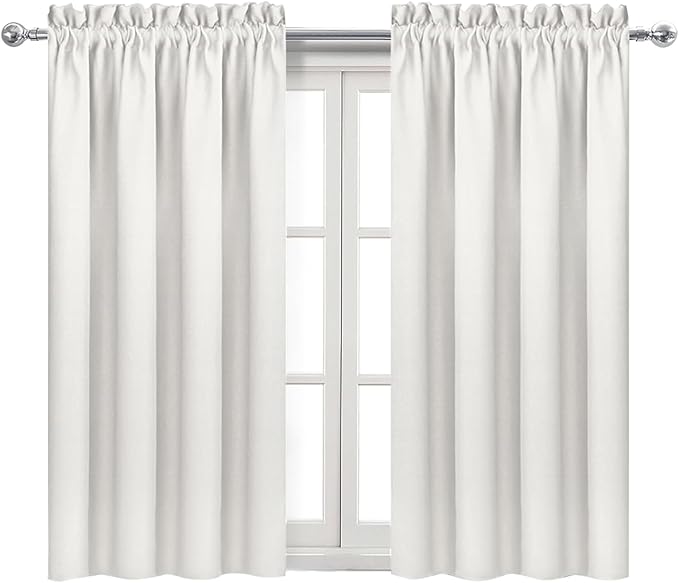 DWCN Blackout Curtains Thermal Insulated, Energy Saving & Noise Reducing Bedroom and Living Room Curtains, Ivory, W 38x L 54 Inch, Set of 2 Rod Pocket Curtain Panels
