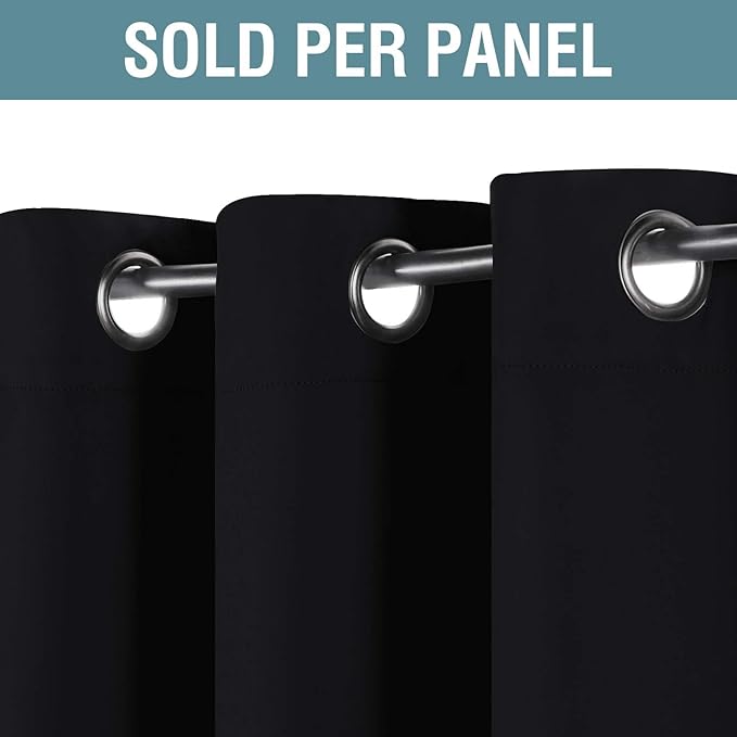 H.VERSAILTEX Blackout Curtains for Bedroom Black Out Curtains 120 inch Thermal Insulated Long Blackout Curtains for Living Room, Energy Saving Curtains for Sliding Glass Door (1 Panel, Jet Black)