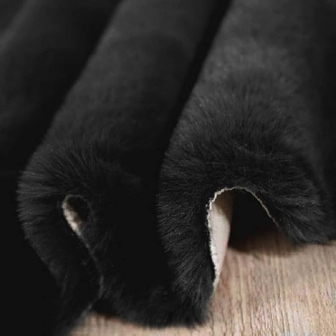 ORINOVA Fuzzy Rabbit Fur Rug Fluffy Rugs Washable Area Rugs for Living Room Black Furry Rug for Bedroom Rugs 3x5 Cute Room Girl Room Home Decor Rectangle