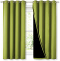 NICETOWN 100% Blackout Curtains 54 inches Long, Fresh Green, 1 Pair, 52 inches Width Each Panel, Double-Deck Completely Blackout Window Treatment Thermal Insulated Lined Drapes for Small Window