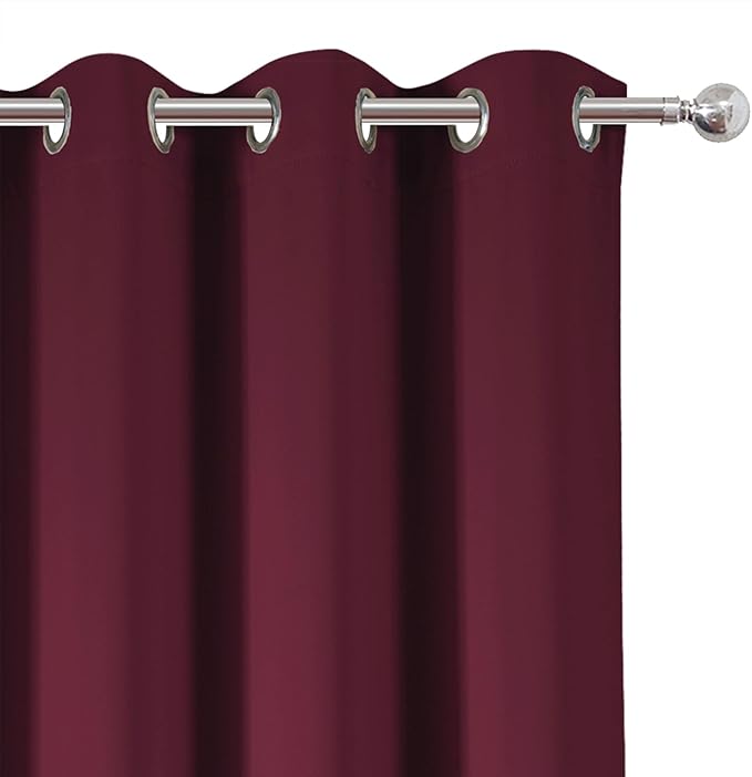 LEMOMO Blackout Curtains 52 x 90 Inch Long Burgundy Red Curtains Set of 2 Panels Room Darkening Curtains for Bedroom and Living Room