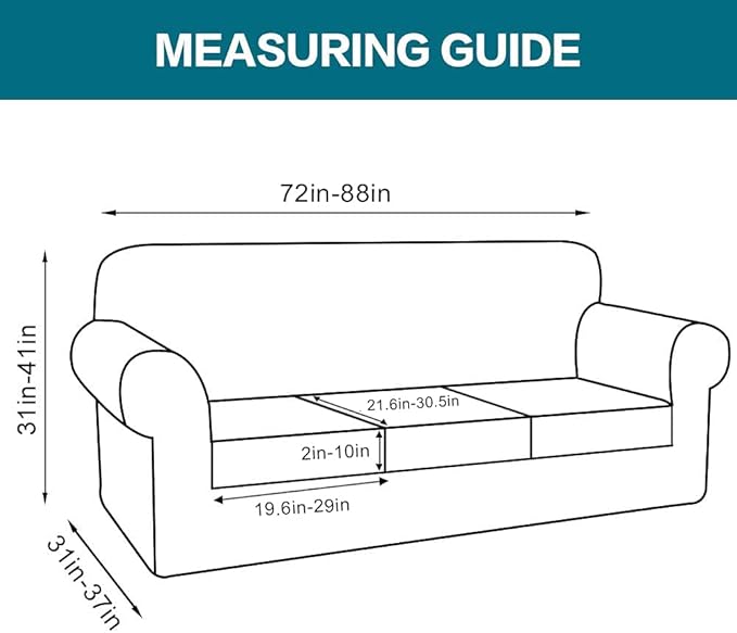 Turquoize 4 Piece Sofa Covers for 3 Cushion Couch Sofa Slipcover Soft Couch Cover for Dogs-Washable Sofa Furniture Covers with 3 Individual Cushion Covers, Jacquard Fabric (3 Cushion Sofa, Deep Teal)