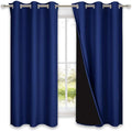 NICETOWN 100% Blackout Curtain Set, Royal Blue, 37W x 50L, 2 PCs, Thermal Insulated & Energy Efficiency Window Draperies for Guest Room, Full Shading Panels for Shift Worker and Light Sleepers