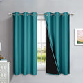 NICETOWN 100% Blackout Short Curtains with Black Liners, 2 Panels, 37" W by 60" L, Peacock Teal, Solid Thermal Insulated Full Blackout 2-Layer Lined Drapes, Energy Efficiency Window Drapes for Bedroom