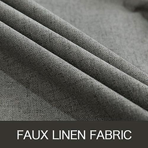 MIULEE Linen Blackout Curtains and Drapes 100% Room Darken Thermal Insulated Grommet Window Panels with Coating 2 PCs W 42 x L 90 inches Dark Grey