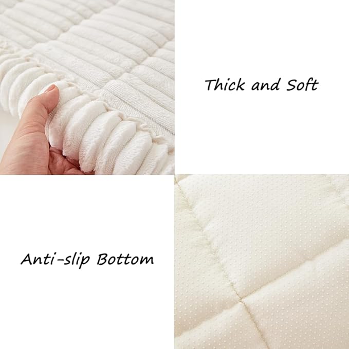 Couch Cover for Dogs Washable, Fuzzy Pet Couch Covers for 3 Cushion Sofa Pet Friendly, Non Slip Sofa Cover (White, 23.6" x 47"/60 x 120cm)