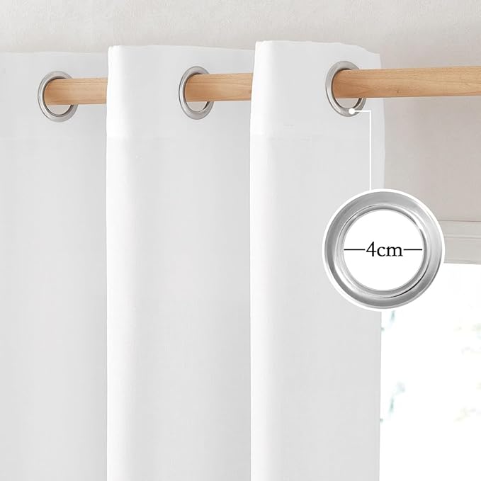 NICETOWN Linen Flax Semi Sheer Curtains 92" Length, Grommet Window Treatments Privacy Added with Light Penetration Vertical Drapes for Loft/Home Office, White, W55 x L92, 2 Panels