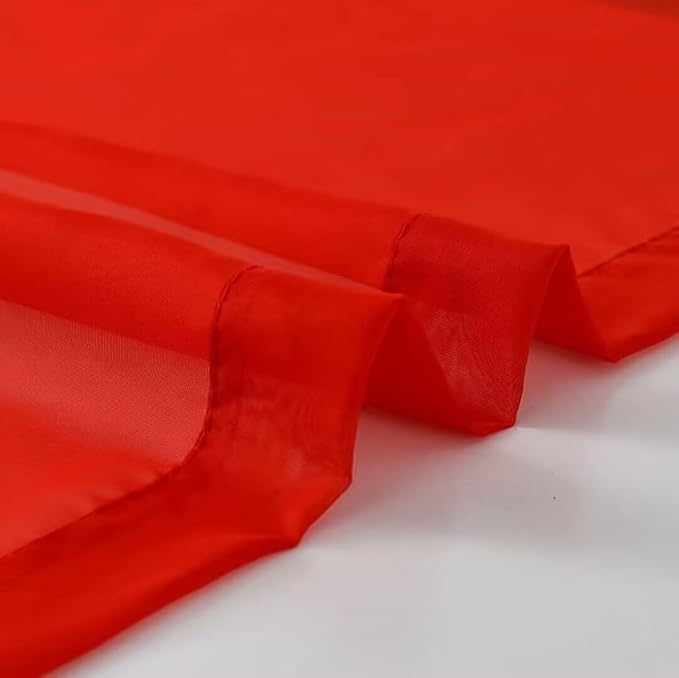 SpaceDresser Basic Rod Pocket Sheer Voile Window Curtain Panels White 1 Pair 2 Panels 42 Width 45 Inch Long for Kitchen Bedroom Children Living Room Yard(Red,42 W x 45 L)