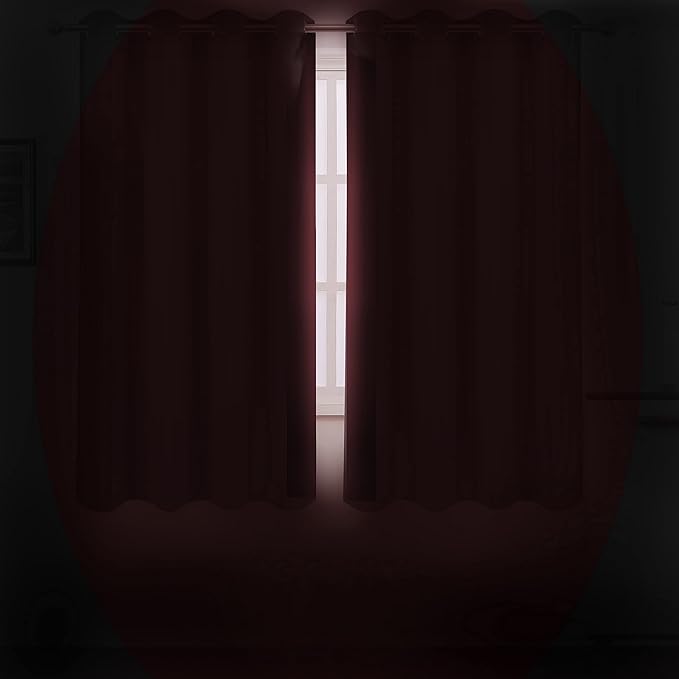 LEMOMO Burgundy Red Thermal Blackout Curtains/38 x 63 Inch/Set of 2 Panels Room Darkening Curtains for Bedroom