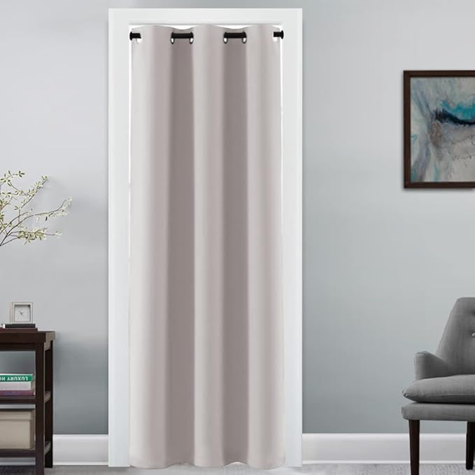 H.VERSAILTEX Doorway Curtain Blackout Closet Door Curtain Room Divider Window Treatment Curtain for Bedroom Thermal Insulated Privacy Drape Soundproof Grommet, 42 x 80 inches, 1 Panel, Stone