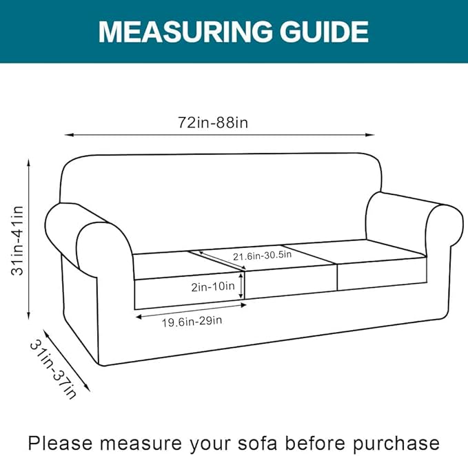 Turquoize 4 Piece Sofa Covers for 3 Cushion Couch Sofa Slipcover Soft Couch Cover for Dogs-Washable Sofa Furniture Covers with 3 Individual Cushion Covers (3 Cushion Sofa, Island Fossi)