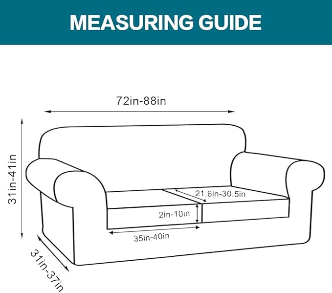 Turquoize 3 Piece Sofa Covers for 2 Cushion Couch Sofa Slipcover Soft Couch Cover for Dogs-Washable Sofa Furniture Covers with 2 Individual Cushion Covers, Feature Fabric (2 Cushion Sofa,Bronze Green)