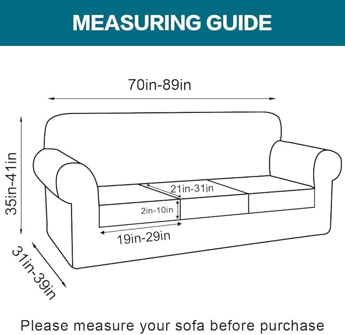 Turquoize 4 Piece Sofa Covers for 3 Cushion Couch Sofa Slipcover Soft Couch Cover for Dogs-Washable Sofa Furniture Cover with 3 Individual Cushion Covers (3 Cushion Sofa, Burnt Brick)