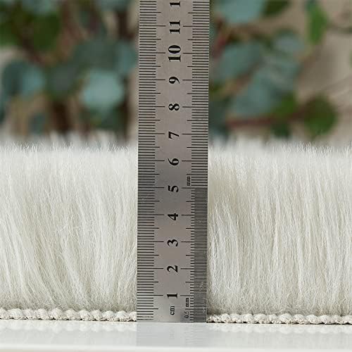 EasyJoy Ultra Soft Fluffy Shaggy Area Rug Faux Fur Rug Chair Cover Seat Pad Fuzzy Area Rug for Bedroom Floor Sofa Living Room (2 x 4 ft Rectangle, Beige)